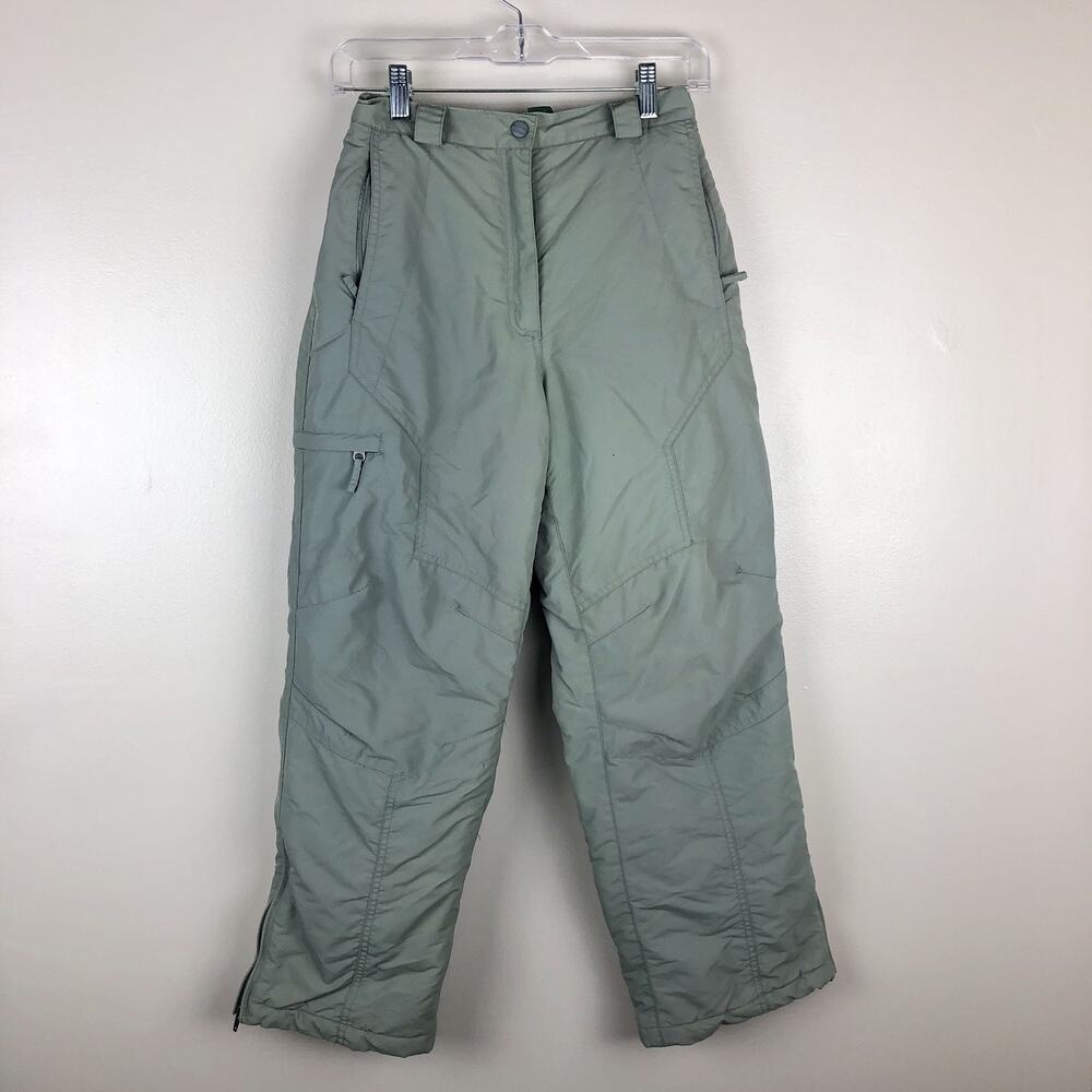 LL Bean Green Snow Ski Snowboard Pants Kids Size 14 Insulated Girl Boy Winter